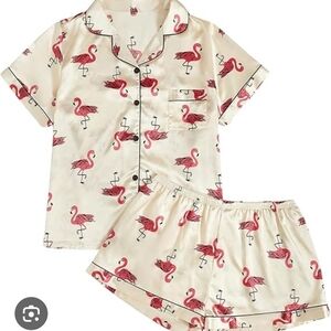 Amazon Women's Flamingo Print Pajama Set - Cream and Pink